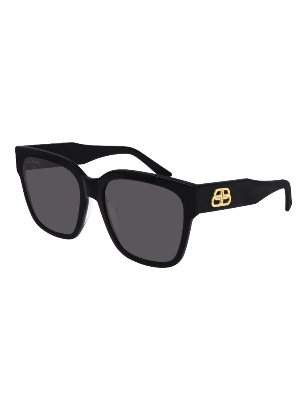 New Balenciaga Women's Sunglasses Black Square Grey Lens Acetate Frame BB0056S